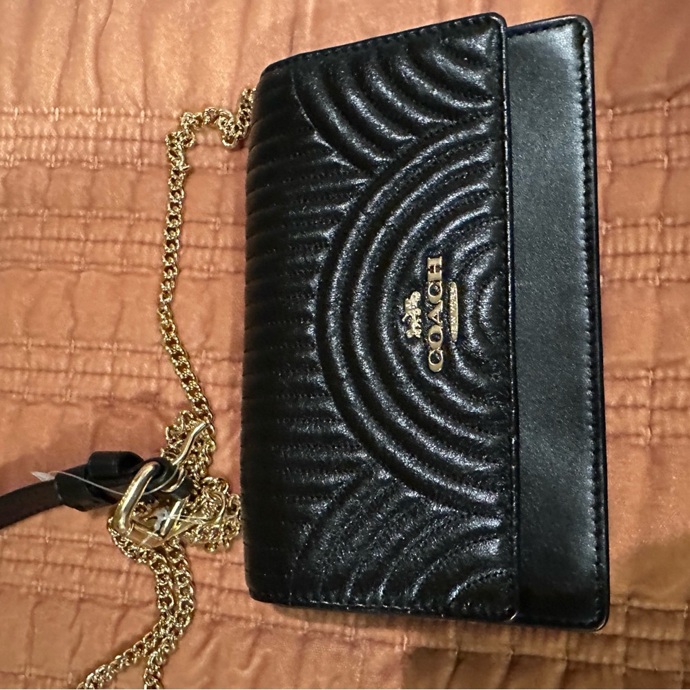 Coach Black and Gold Quilted Crossbody Bag